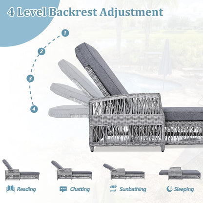 Lettino da piscina regolabile reclinabile in vimini per esterni con cuscino