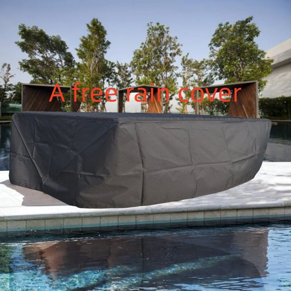 Set da tavolo rettangolare in vimini per esterno con braciere a gas e 6 sedie di Moda Furnishings (inclusa copertura antipioggia)