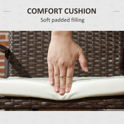 Outsunny 2 pezzi sedie da pranzo per esterni in rattan PE con cuscino, set di sedie da pranzo in vimini per patio con schienale, braccioli per patio