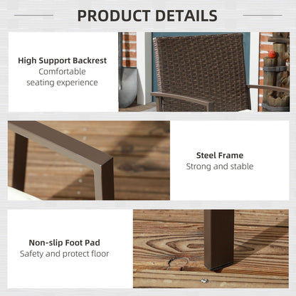 Outsunny 2 pezzi sedie da pranzo per esterni in rattan PE con cuscino, set di sedie da pranzo in vimini per patio con schienale, braccioli per patio