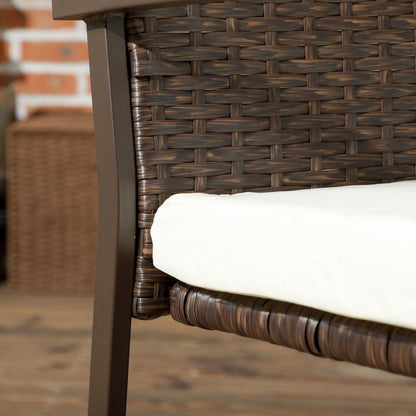 Outsunny 2 pezzi sedie da pranzo per esterni in rattan PE con cuscino, set di sedie da pranzo in vimini per patio con schienale, braccioli per patio