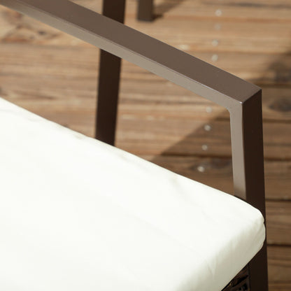 Outsunny 2 pezzi sedie da pranzo per esterni in rattan PE con cuscino, set di sedie da pranzo in vimini per patio con schienale, braccioli per patio