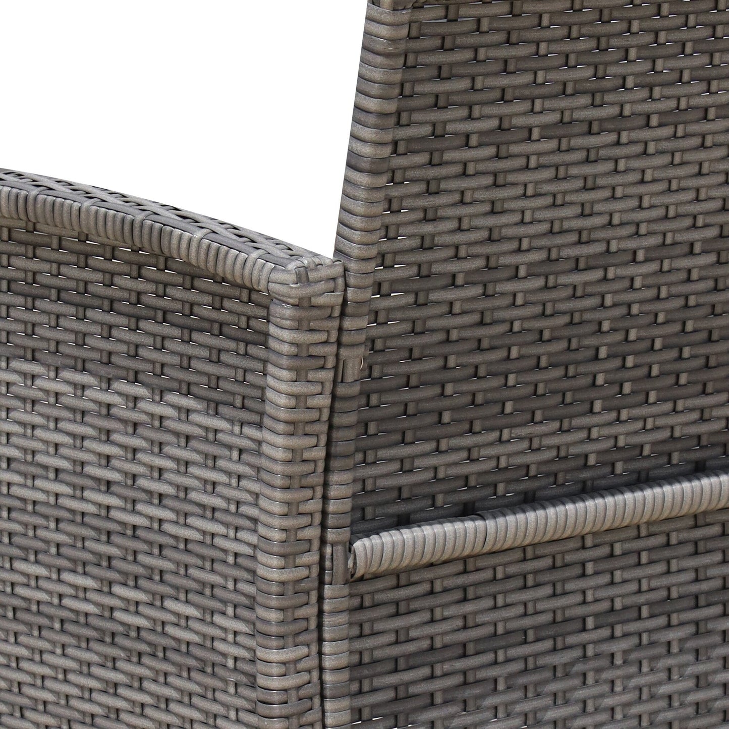 Outsunny Set da bistrot in vimini e rattan da 3 pezzi con morbidi cuscini, set da caffè per conversazioni all'aperto con ripiano portaoggetti in vetro