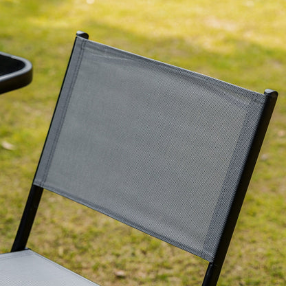 Outsunny Set da giardino bistrot 3 pezzi, set da pranzo pieghevole per esterni con piano in vetro, 2 sedie pieghevoli, struttura in acciaio