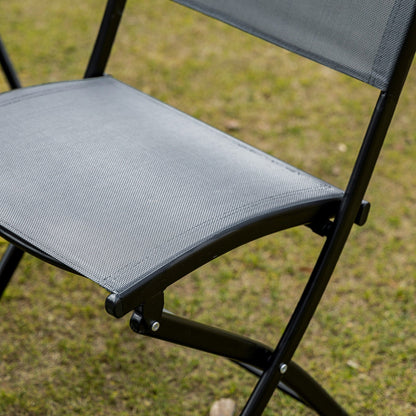 Outsunny Set da giardino bistrot 3 pezzi, set da pranzo pieghevole per esterni con piano in vetro, 2 sedie pieghevoli, struttura in acciaio