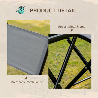 Outsunny Set da giardino bistrot 3 pezzi, set da pranzo pieghevole per esterni con piano in vetro, 2 sedie pieghevoli, struttura in acciaio