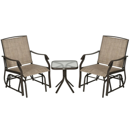 Outsunny, set da bistrot con sedia a dondolo da esterno, 3 pezzi, con tavolino da caffè, 2 sedie a dondolo da patio con tessuto traspirante