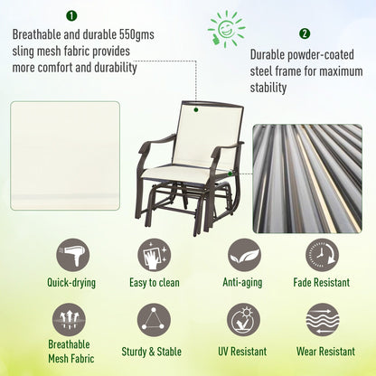 Outsunny, set da bistrot con sedia a dondolo da esterno, 3 pezzi, con tavolino da caffè, 2 sedie a dondolo da patio con tessuto traspirante