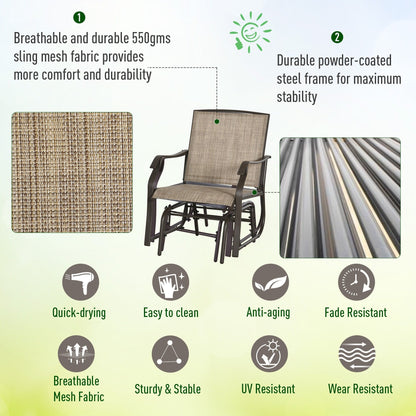 Outsunny, set da bistrot con sedia a dondolo da esterno, 3 pezzi, con tavolino da caffè, 2 sedie a dondolo da patio con tessuto traspirante