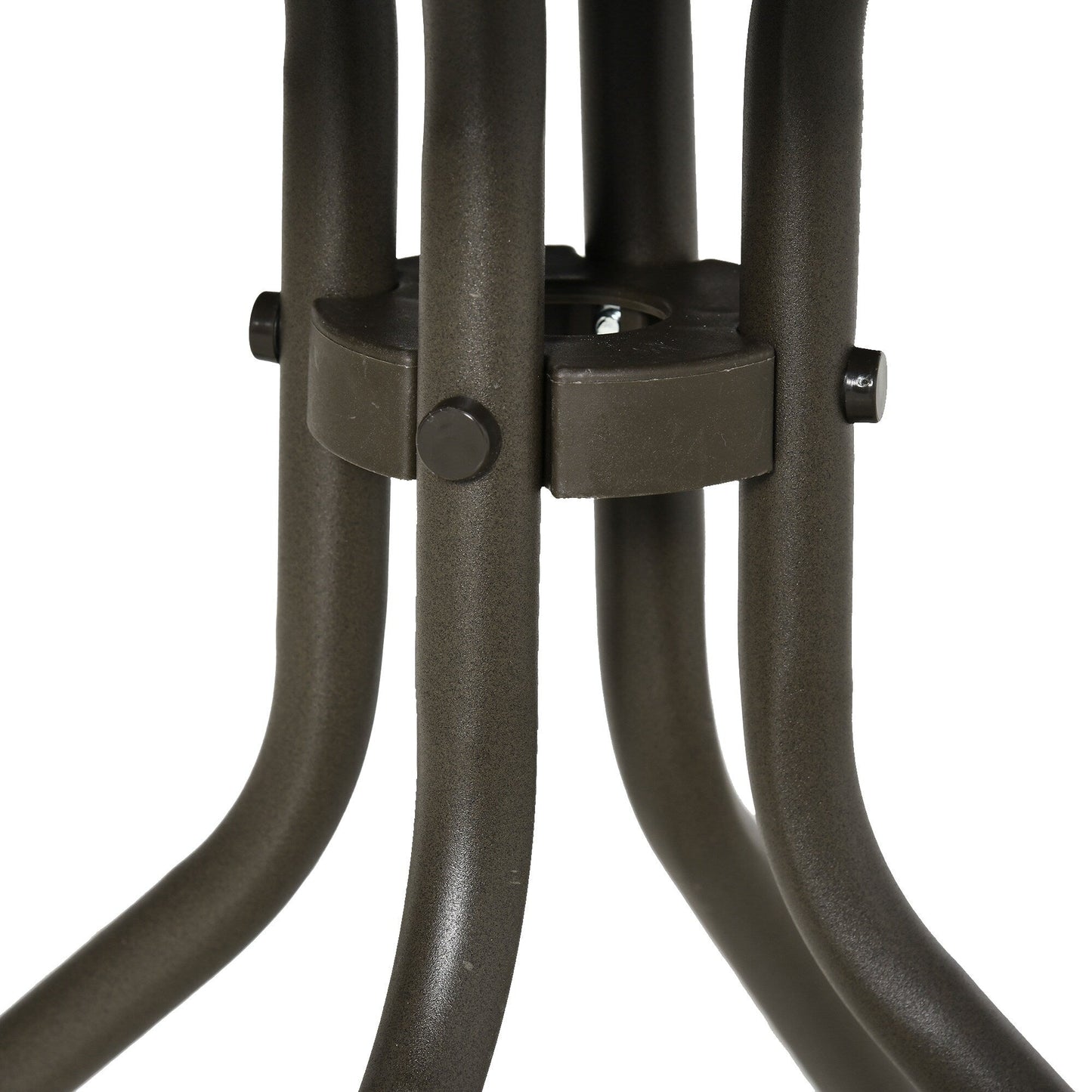 Outsunny Set di 3 sedie da esterno con struttura in acciaio, tavolo con piano in vetro temperato per patio, giardino, cortile, prato