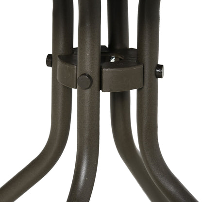 Outsunny Set di 3 sedie da esterno con struttura in acciaio, tavolo con piano in vetro temperato per patio, giardino, cortile, prato