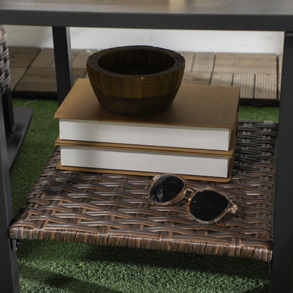 Outsunny set da giardino con 3 sedie a dondolo, set da bistrot in vimini per esterni con 2 sedie a dondolo da veranda, tavolino da caffè a 2 livelli, cuscini