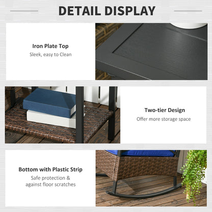 Outsunny Set da bistrot a dondolo in vimini da 3 pezzi, set di mobili da esterno per patio con due sedie a dondolo da veranda - N/D