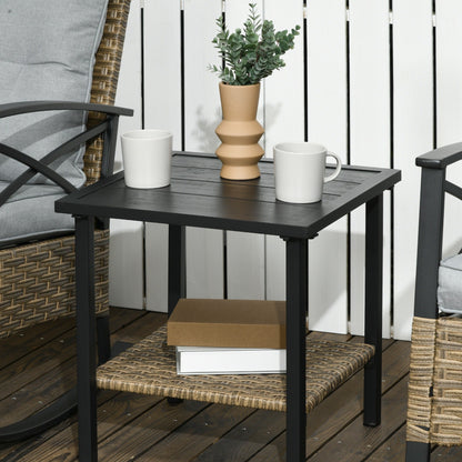 Outsunny Set da bistrot a dondolo in vimini da 3 pezzi, set di mobili da esterno per patio con due sedie a dondolo da veranda - N/D