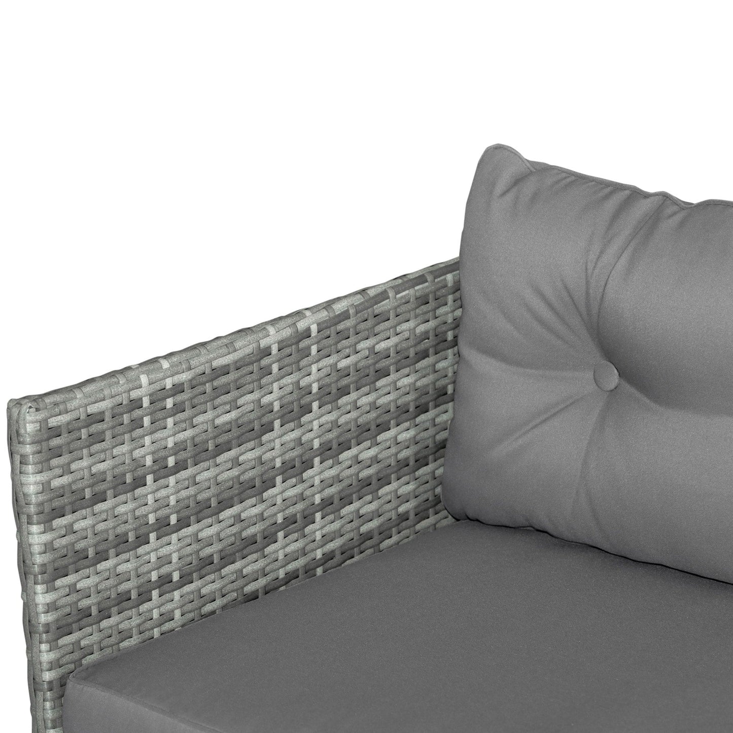 Set di mobili da giardino in vimini Outsunny da 3 pezzi, set da conversazione in rattan, set di divani componibili con chaise longue imbottita