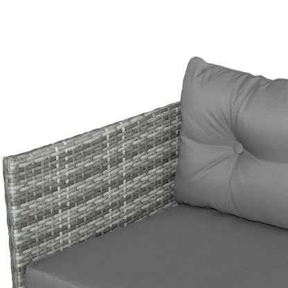 Set di mobili da giardino in vimini Outsunny da 3 pezzi, set da conversazione in rattan, set di divani componibili con chaise longue imbottita