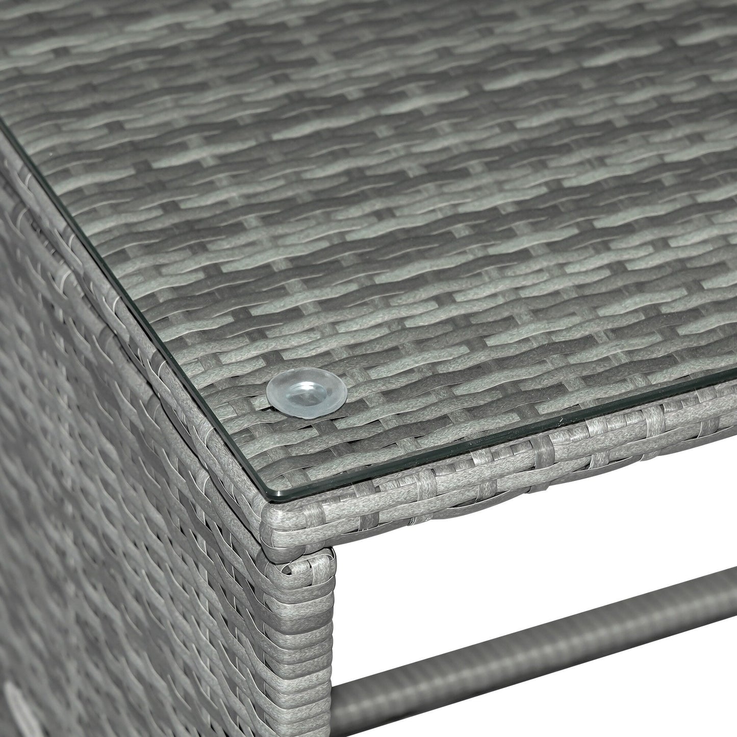 Set di mobili da giardino in vimini Outsunny da 3 pezzi, set da conversazione in rattan, set di divani componibili con chaise longue imbottita