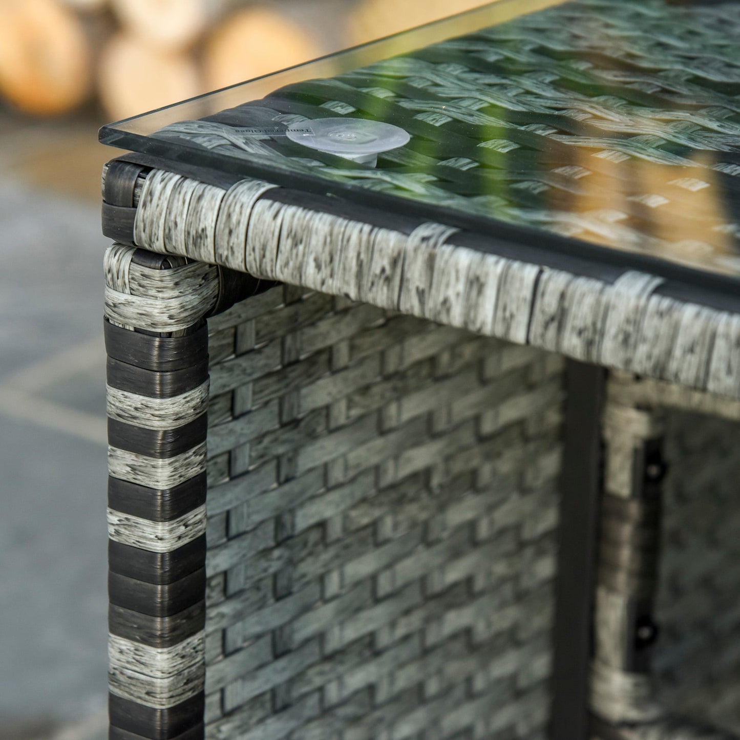 Set di mobili da giardino in vimini Outsunny da 3 pezzi, set da conversazione in rattan, set di divani componibili con chaise longue imbottita