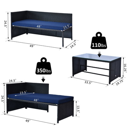 Set da giardino in vimini e rattan Outsunny da 3 pezzi