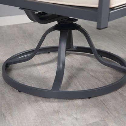 Outsunny Set da bistrot girevole da esterno da 3 pezzi, 2 sedie a dondolo e 1 tavolo rotondo in vetro temperato con cuscino