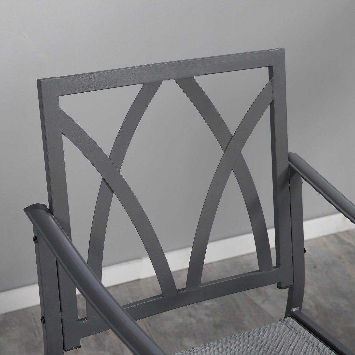 Outsunny Set da bistrot girevole da esterno da 3 pezzi, 2 sedie a dondolo e 1 tavolo rotondo in vetro temperato con cuscino