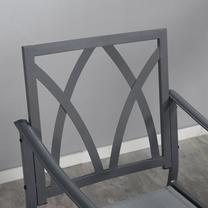 Outsunny Set da bistrot girevole da esterno da 3 pezzi, 2 sedie a dondolo e 1 tavolo rotondo in vetro temperato con cuscino