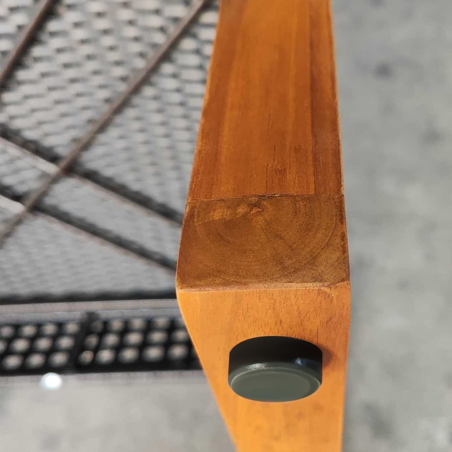 Outsunny Set da bistrot da giardino 3 pezzi in legno con cuscini, mobili da giardino in vimini PE per esterno per veranda, cortile, giardino, marrone