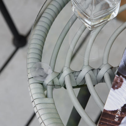 Outsunny Set da bistrot da giardino in rattan PE da 3 pezzi, set da caffè rotondo in vimini intrecciato per esterni, set di mobili da conversazione