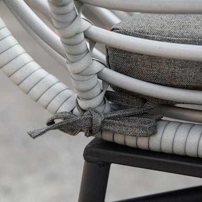 Outsunny Set da bistrot da giardino in rattan PE da 3 pezzi, set da caffè rotondo in vimini intrecciato per esterni, set di mobili da conversazione