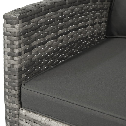 Outsunny Set da bistrot in vimini e rattan da 3 pezzi con morbidi cuscini, set da caffè per conversazioni all'aperto con ripiano portaoggetti in vetro