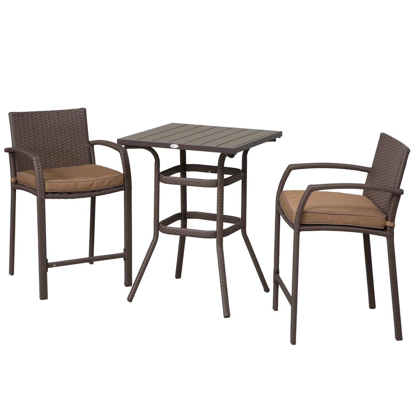 Set da conversazione con tavolo da bar per patio in rattan PE da esterno Outsunny da 3 pezzi