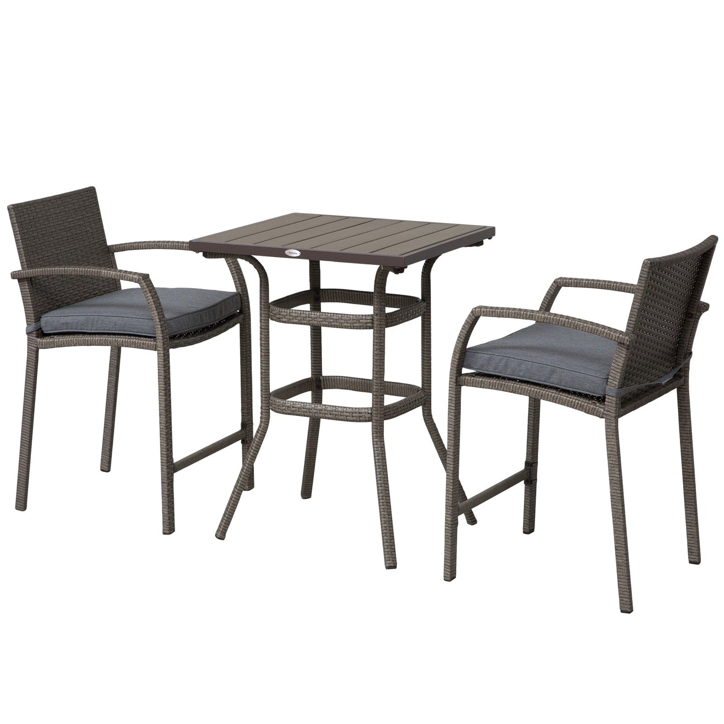 Set da conversazione con tavolo da bar per patio in rattan PE da esterno Outsunny da 3 pezzi