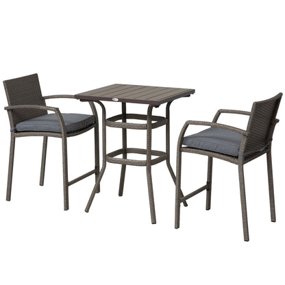 Set da conversazione con tavolo da bar per patio in rattan PE da esterno Outsunny da 3 pezzi
