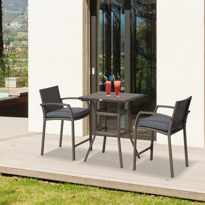 Set da conversazione con tavolo da bar per patio in rattan PE da esterno Outsunny da 3 pezzi
