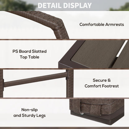 Set da conversazione con tavolo da bar per patio in rattan PE da esterno Outsunny da 3 pezzi