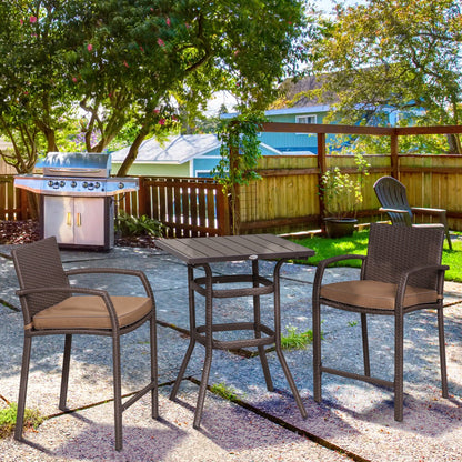 Set da conversazione con tavolo da bar per patio in rattan PE da esterno Outsunny da 3 pezzi