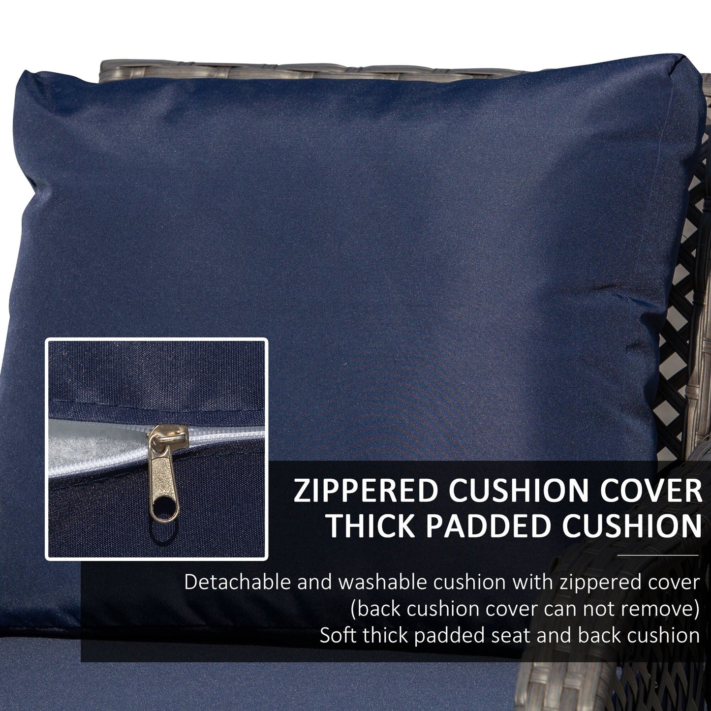 Outsunny Set di divani da esterno in vimini da 4 pezzi, mobili da conversazione in rattan PE con 4 sedie e tavolo, materiale impermeabile