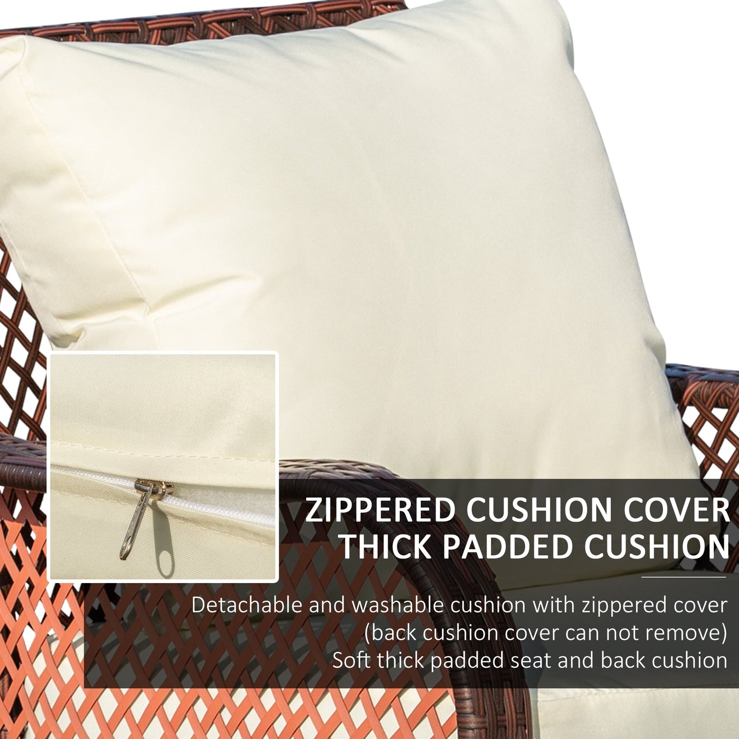 Outsunny Set di divani da esterno in vimini da 4 pezzi, mobili da conversazione in rattan PE con 4 sedie e tavolo, materiale impermeabile