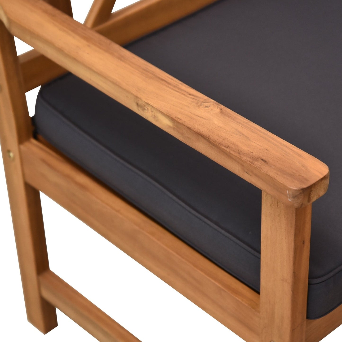 Outsunny Set di mobili da esterno in legno di acacia da 4 pezzi con 2 poltrone, 1 divano e 1 tavolino da caffè, cuscini inclusi