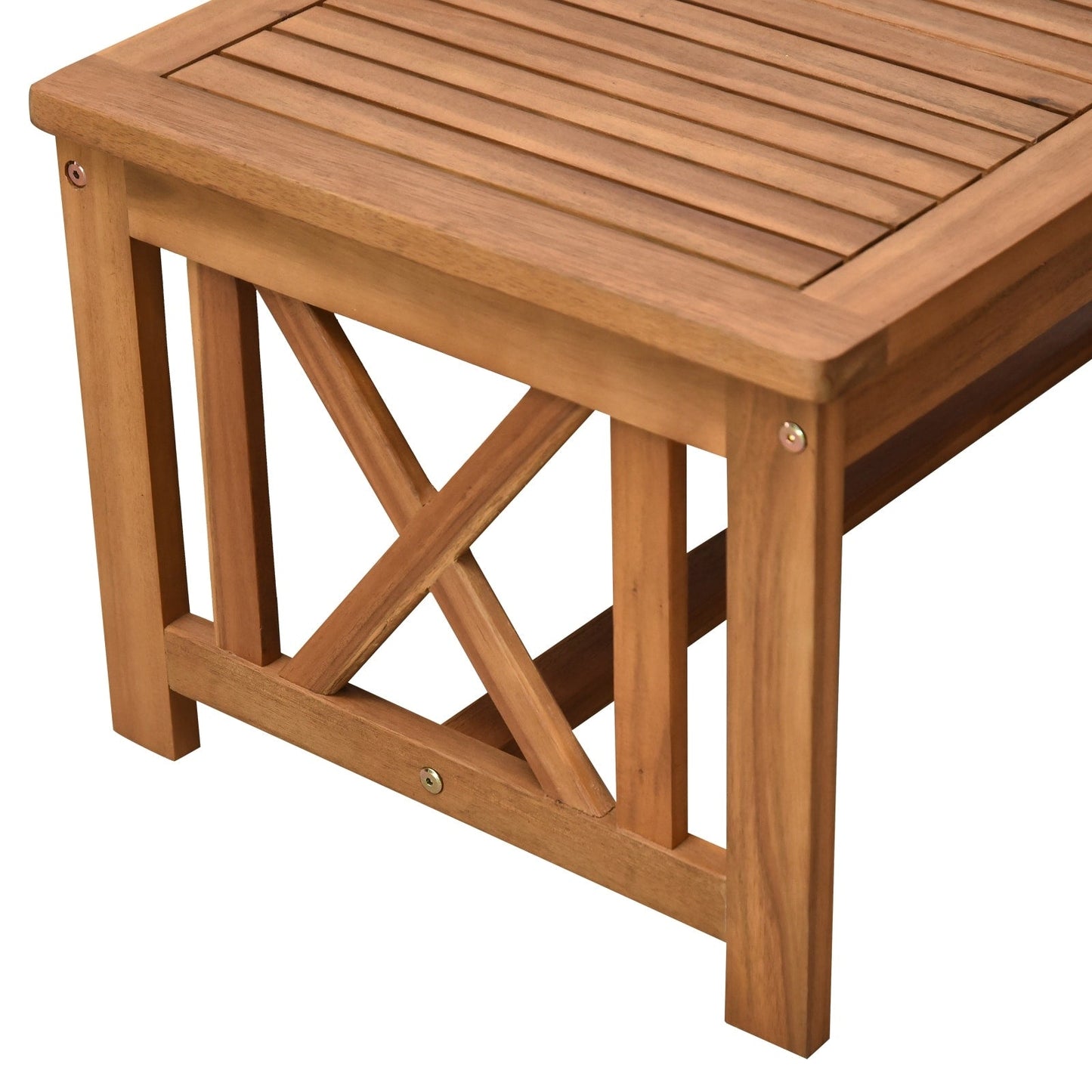 Outsunny Set di mobili da esterno in legno di acacia da 4 pezzi con 2 poltrone, 1 divano e 1 tavolino da caffè, cuscini inclusi