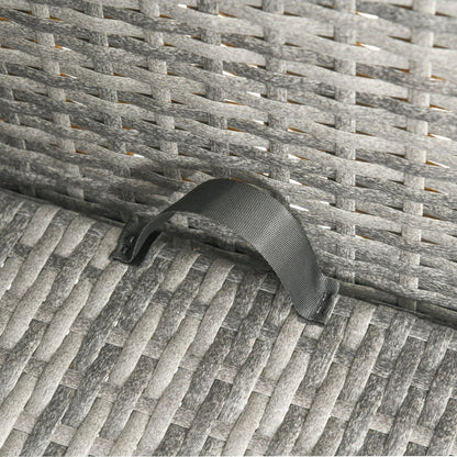 Set di mobili da giardino Outsunny da 4 pezzi con cuscini, divano letto in rattan PE con baldacchino retrattile, set di divani componibili per esterni