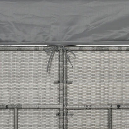 Set di mobili da giardino Outsunny da 4 pezzi con cuscini, divano letto in rattan PE con baldacchino retrattile, set di divani componibili per esterni