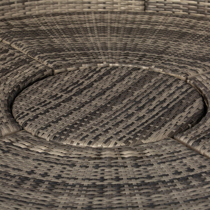 Set di 4 lettini prendisole rotondi in vimini e rattan con cuscini per esterni Outsunny o divano da conversazione con tettuccio parasole