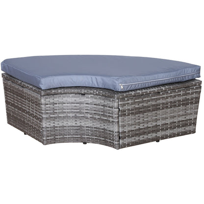 Set di 4 lettini prendisole rotondi in vimini e rattan con cuscini per esterni Outsunny o divano da conversazione con tettuccio parasole