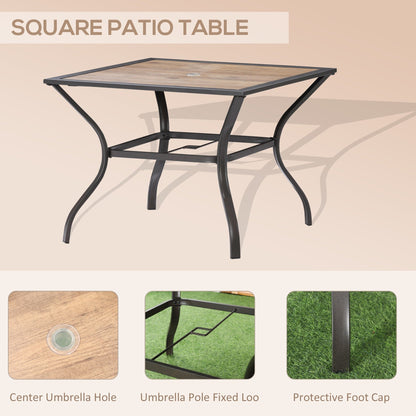 Outsunny Set da pranzo per esterno da 5 pezzi, 4 sedie a dondolo girevoli e tavolo da pranzo 37 x 37 con foro per ombrellone