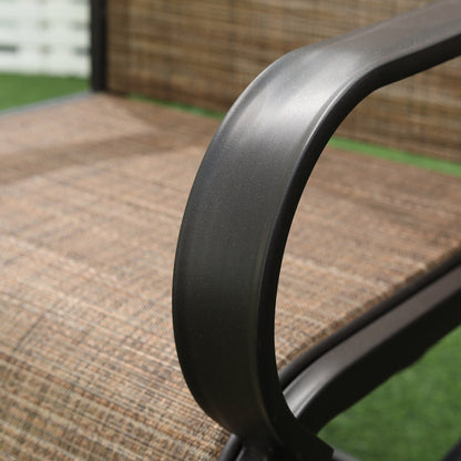 Outsunny Set da pranzo per esterno da 5 pezzi, 4 sedie a dondolo girevoli e tavolo da pranzo 37 x 37 con foro per ombrellone