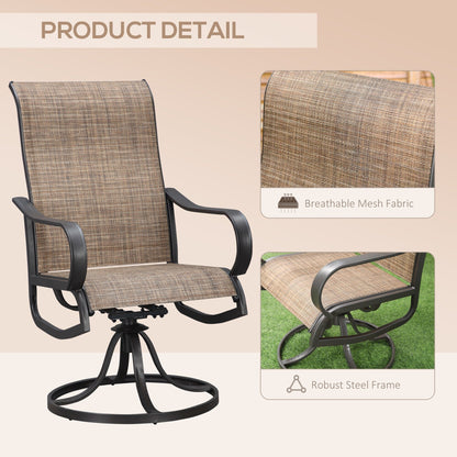 Outsunny Set da pranzo per esterno da 5 pezzi, 4 sedie a dondolo girevoli e tavolo da pranzo 37 x 37 con foro per ombrellone