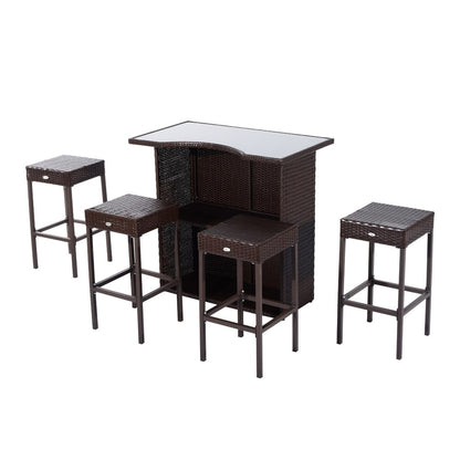 Set da bar in rattan per patio da esterno Outsunny da 5 pezzi