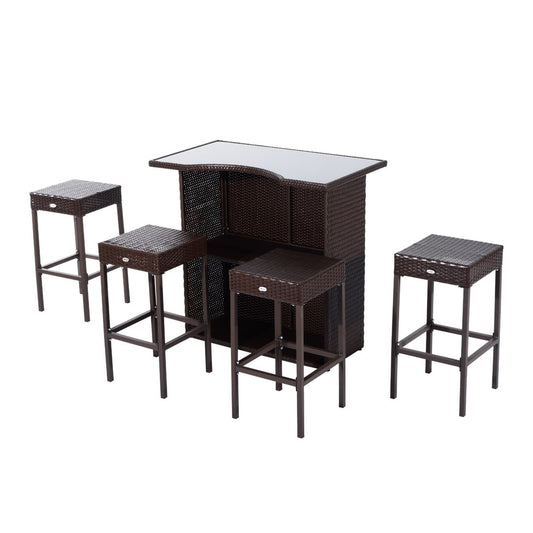 Set da bar in rattan per patio da esterno Outsunny da 5 pezzi