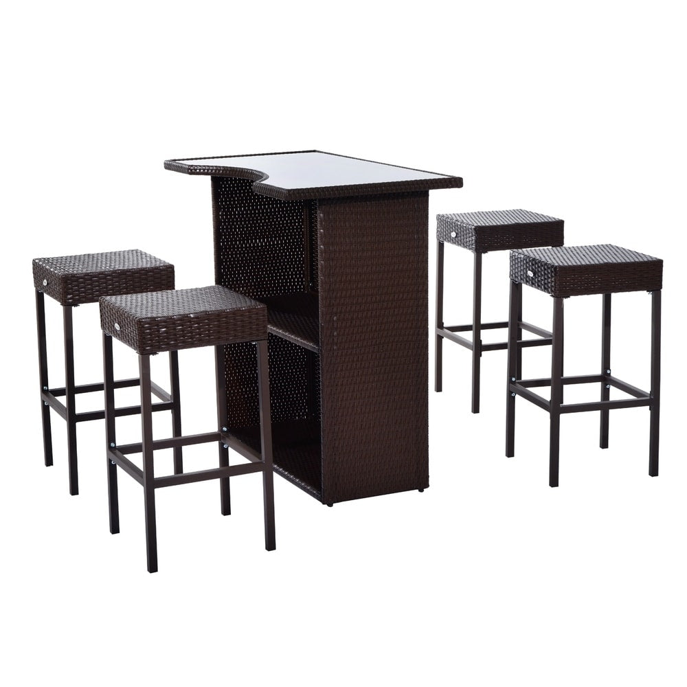 Set da bar in rattan per patio da esterno Outsunny da 5 pezzi